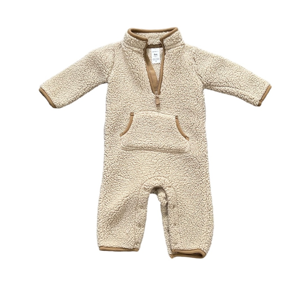 Carter's Tan Baby Sherpa Jumpsuit Size 9M